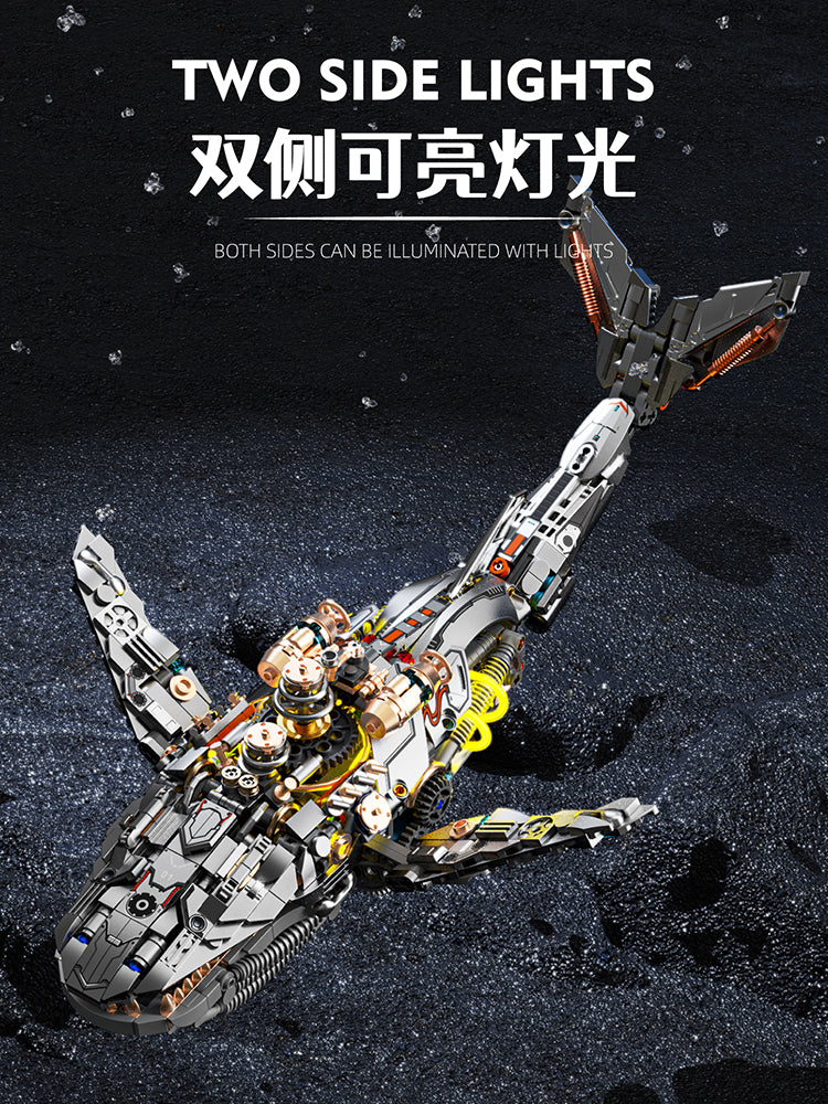 1388PCS Mechanical Whale With Stand Light Sea Life MOC Puzzle Bricks Assembled Building Blocks Figures for Children Toys 13059