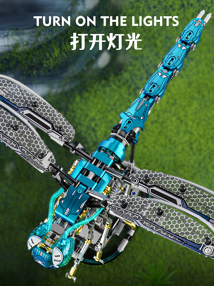 866PCS Mechanical Dragonfly WIth Stand Bricks Assembled Building Blocks Set 13086