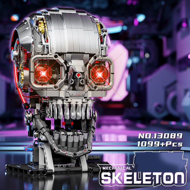 13089 Mechanical Skull Skeleton 1099PCS Small Particles Creative Educational Toy Model Assembly Building Block Set Children Plastic Toy