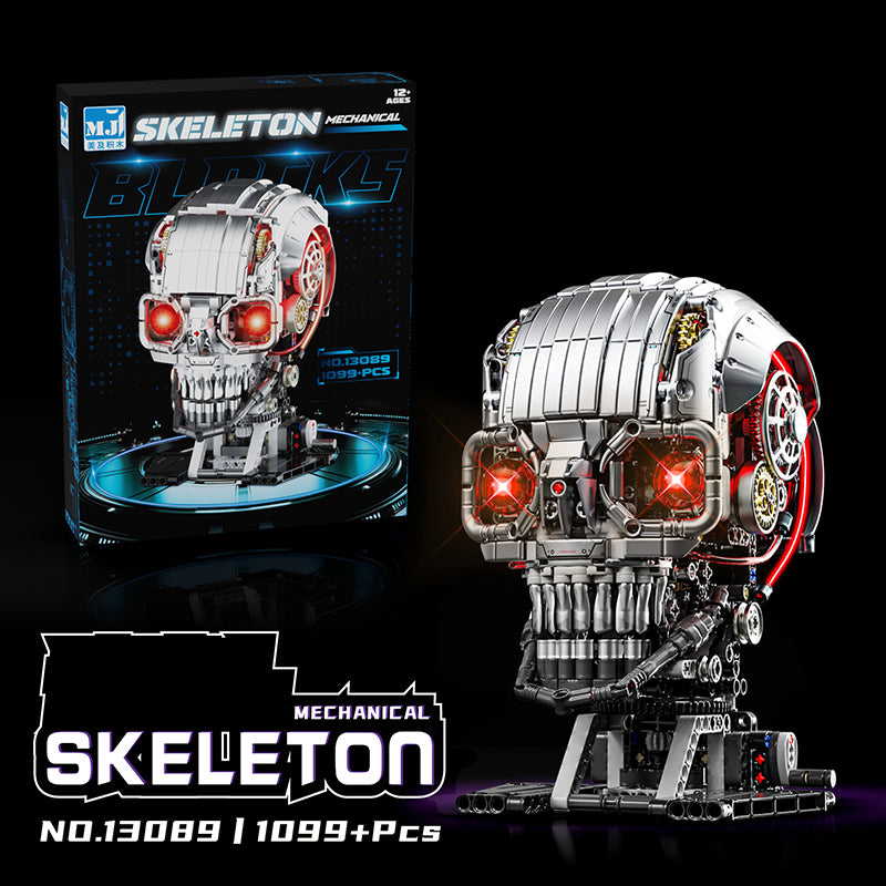 13089 Mechanical Skull Skeleton 1099PCS Small Particles Creative Educational Toy Model Assembly Building Block Set Children Plastic Toy