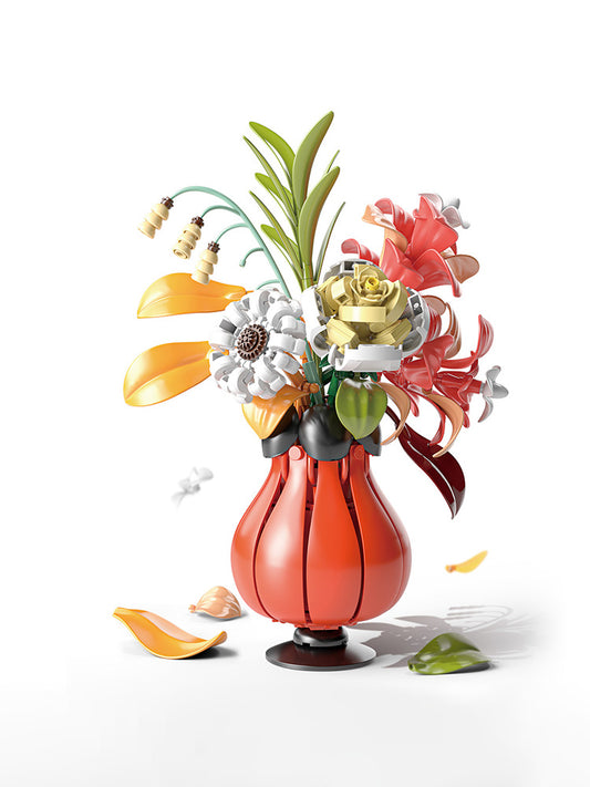 Block Flower Model Desktop Ornaments Decoration Creative Assemble Building Block Set Toy Children Girl Christmas Gift 13068