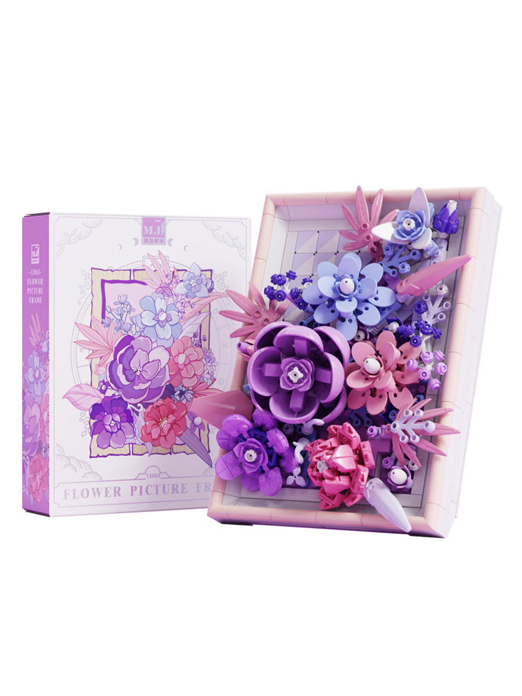 Creative DIY Block Bricks Photo Frame Valentine's Day Gift Simulation Building Block Bouquet Flower Decoration MJI 13060~13063