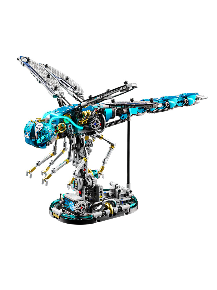 866PCS Mechanical Dragonfly WIth Stand Bricks Assembled Building Blocks Set 13086