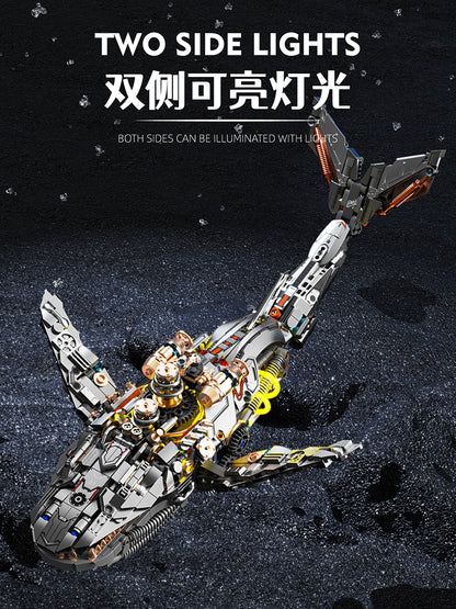 1388PCS Mechanical Whale With Stand Light Sea Life MOC Puzzle Bricks Assembled Building Blocks Figures for Children Toys 13059
