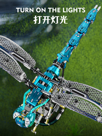866PCS Mechanical Dragonfly WIth Stand Bricks Assembled Building Blocks Set 13086