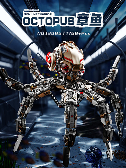 13085 New Mechanical Series 1768+Mechanical Octopus Creative Building Block 3D Puzzle Assembly ABS Plastic Brick Sets