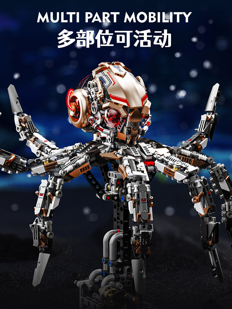 13085 New Mechanical Series 1768+Mechanical Octopus Creative Building Block 3D Puzzle Assembly ABS Plastic Brick Sets