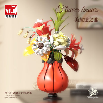 Block Flower Model Desktop Ornaments Decoration Creative Assemble Building Block Set Toy Children Girl Christmas Gift 13068