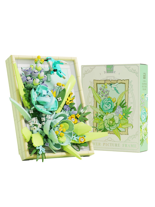 Creative DIY Block Bricks Photo Frame Valentine's Day Gift Simulation Building Block Bouquet Flower Decoration MJI 13060~13063