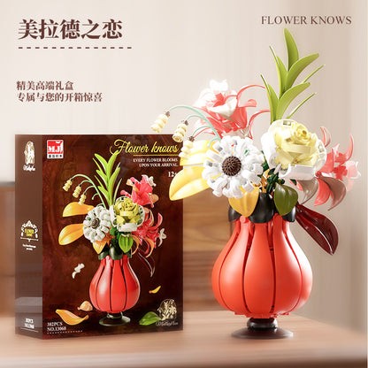 Block Flower Model Desktop Ornaments Decoration Creative Assemble Building Block Set Toy Children Girl Christmas Gift 13068