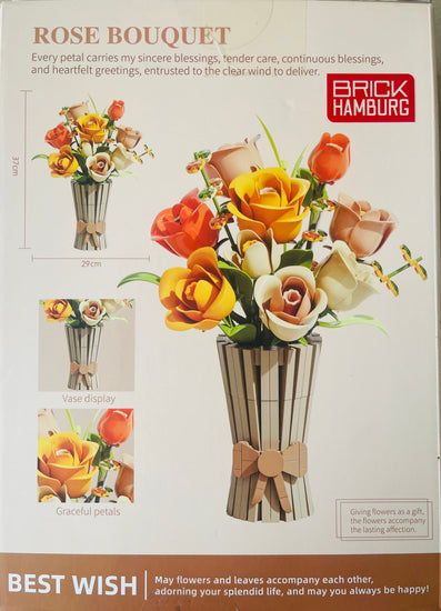 Classic Rose Flower Bouquet Desktop Assembly Building Block Set (13066)
