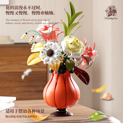 Block Flower Model Desktop Ornaments Decoration Creative Assemble Building Block Set Toy Children Girl Christmas Gift 13068