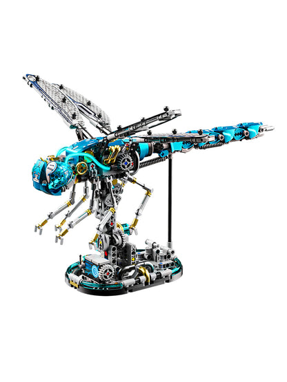 866PCS Mechanical Dragonfly WIth Stand Bricks Assembled Building Blocks Set 13086