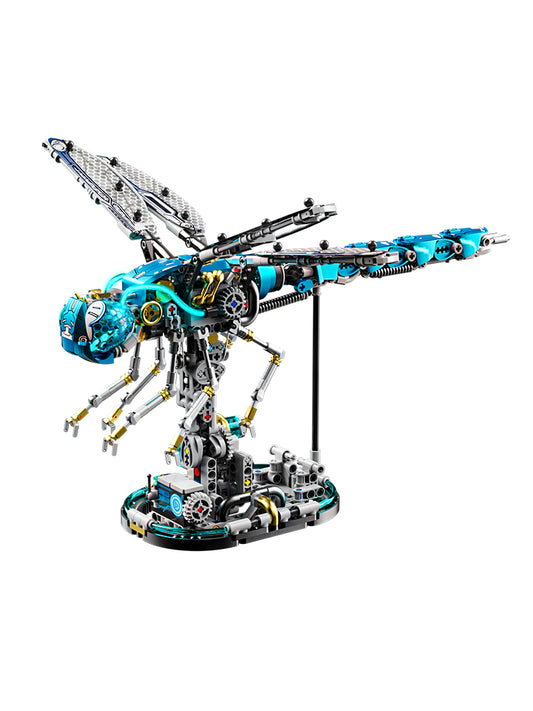 866PCS Mechanical Dragonfly WIth Stand Bricks Assembled Building Blocks Set 13086